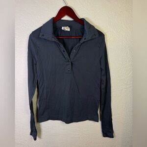 Athleta Women's Flurry Seamless Henley Top Medium Granite Blue